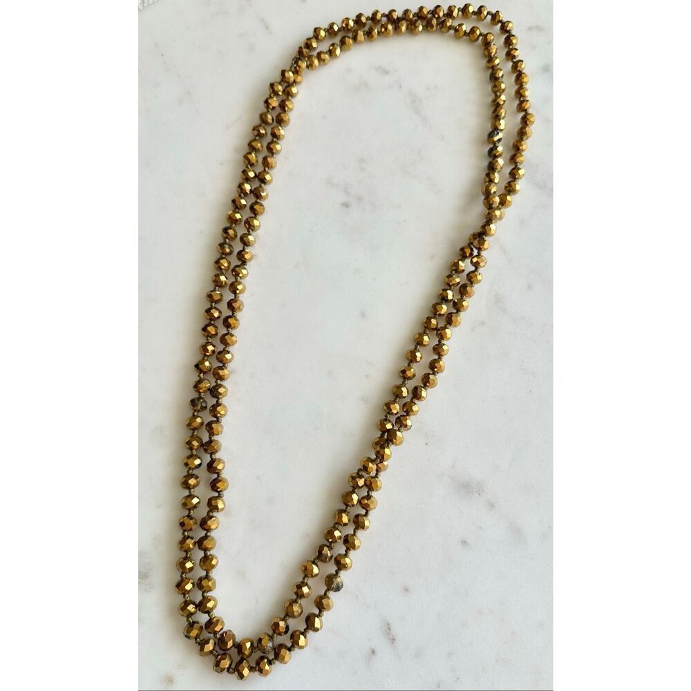 Gold sparkly beaded layered necklace